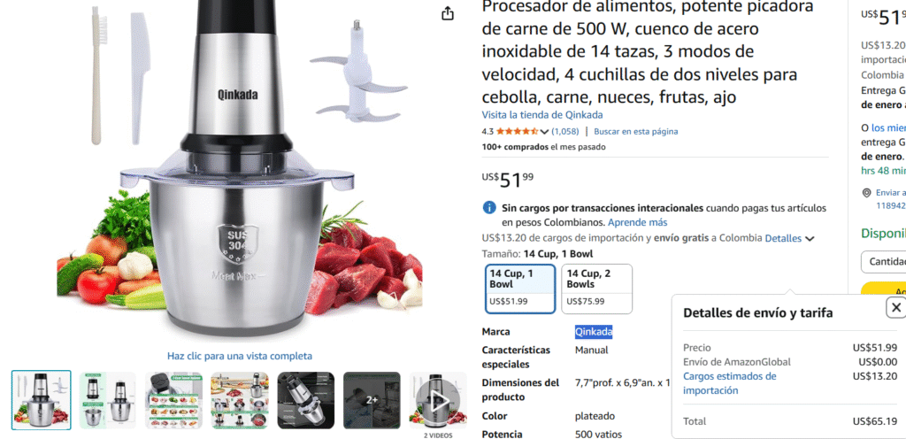 Comparativa Qinkada Amazon
