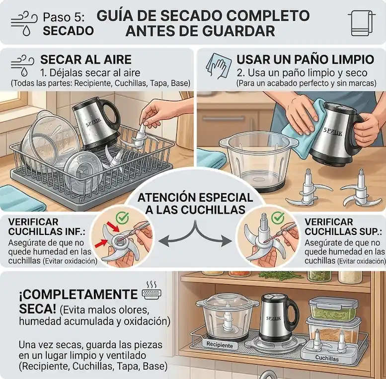 Seca completamente antes de guardar